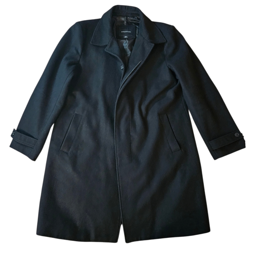 STRUCTURE Men's Wool Pea Coat Black L